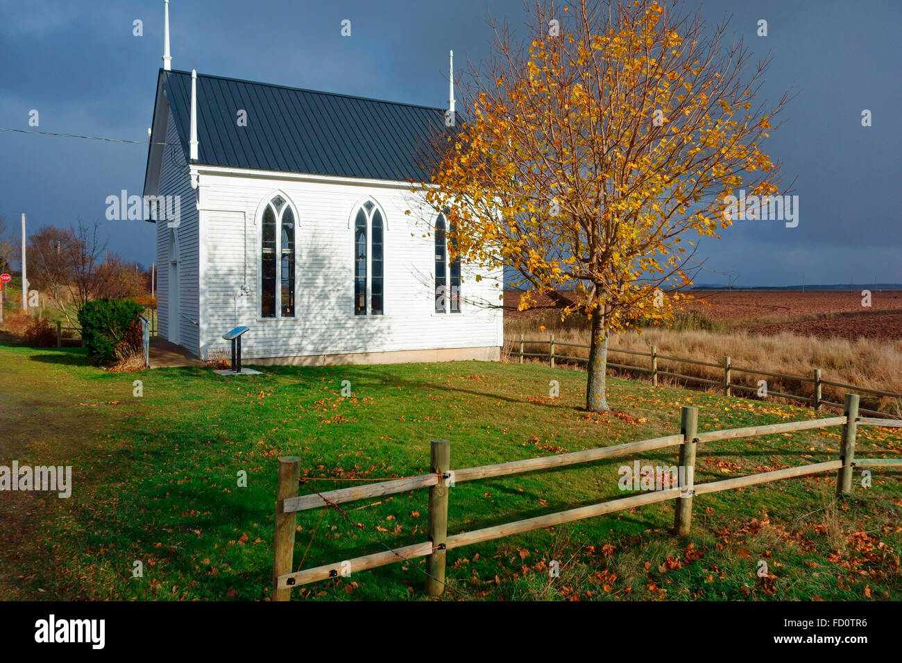 Grand Pre Community Church en Nova Scotia, Canadá Foto de stock