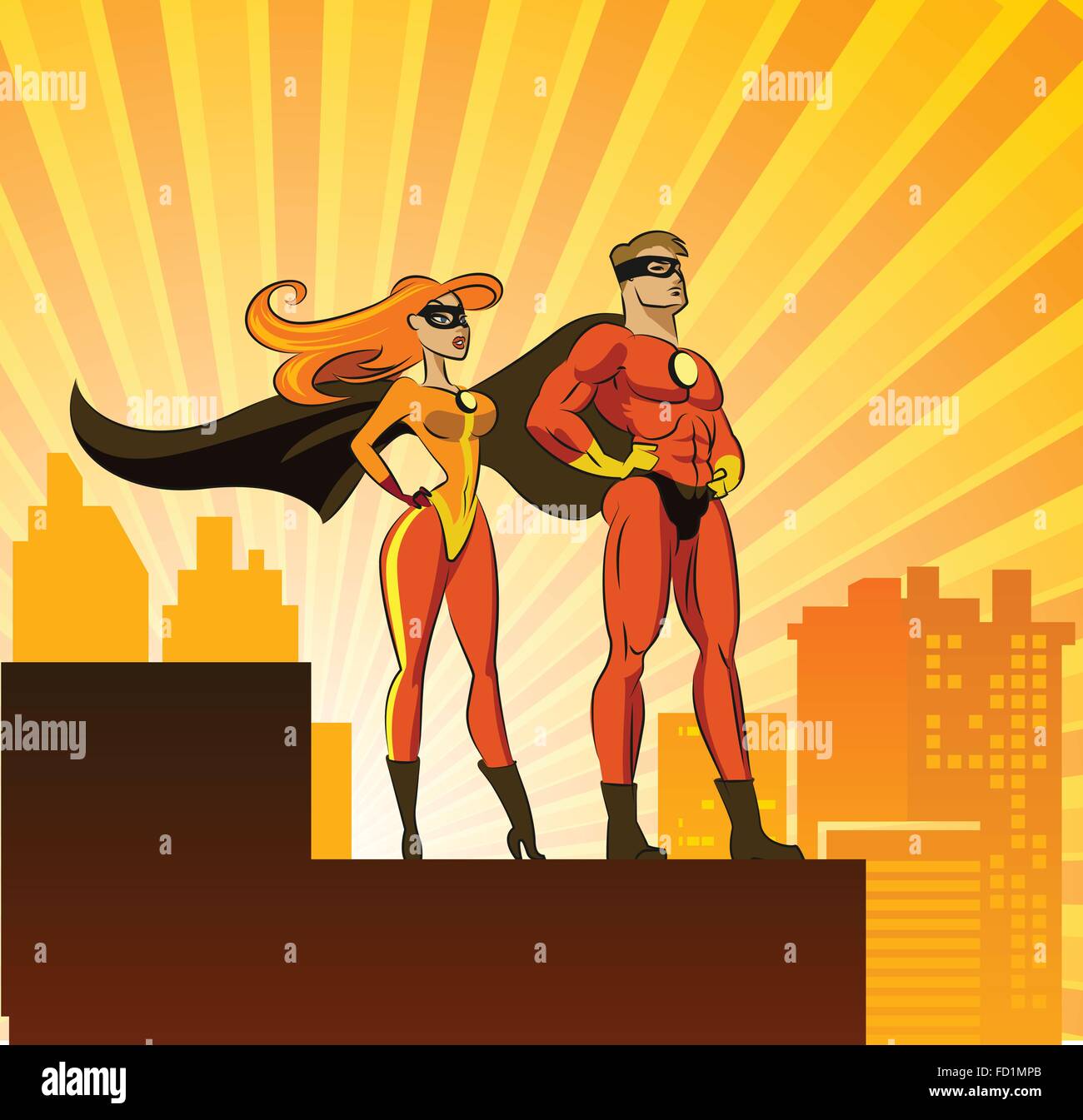 Super Heroes - Masculino y Femenino. Ilustración vectorial aislado sobre un  fondo blanco Imagen Vector de stock - Alamy