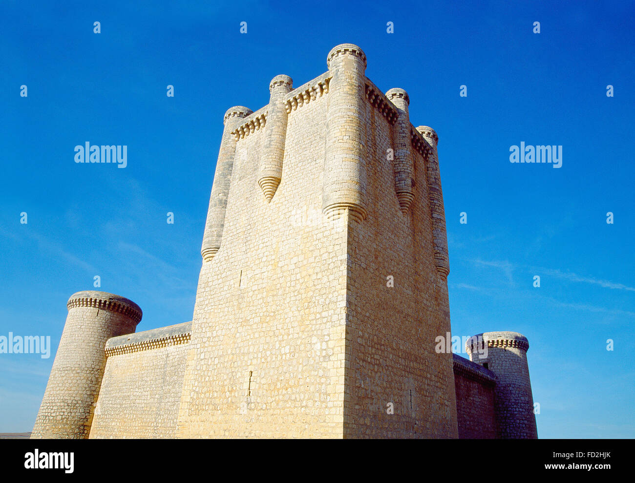 Castillo. Torrelobaton, provincia de Valladolid, Castilla y León, España. Foto de stock