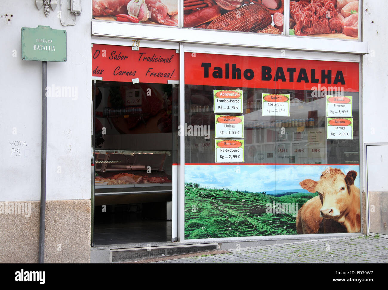 Los carniceros shop en la ciudad portuguesa de Oporto Foto de stock