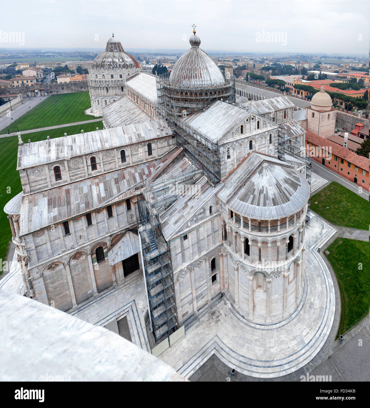 Vista aérea de la Catedral de Pisa Foto de stock