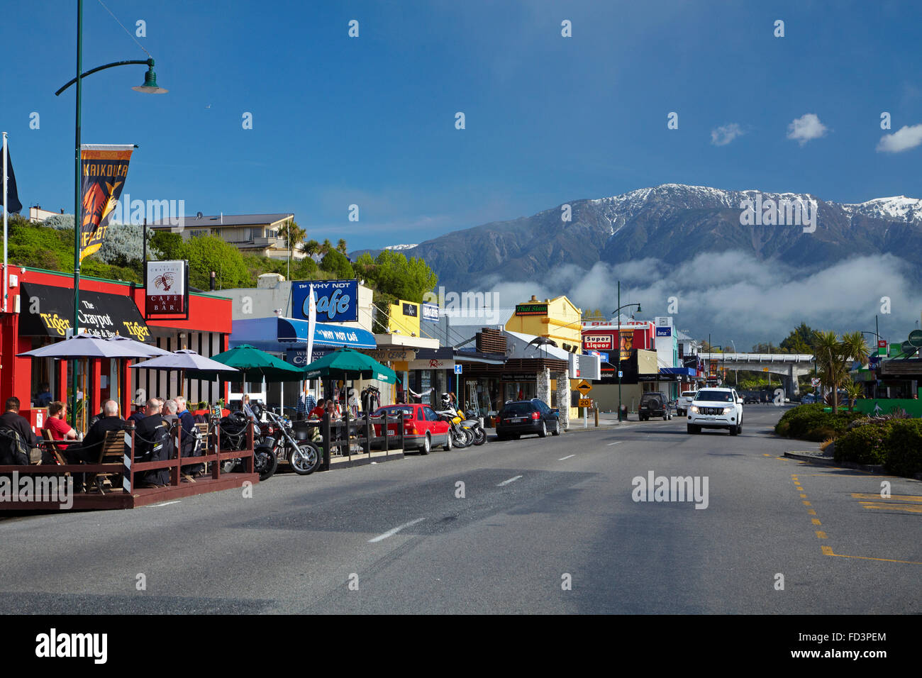 Municipio de Kaikoura, y Seaward de Kaikoura, rangos, Marlborough, Isla del Sur, Nueva Zelanda Foto de stock