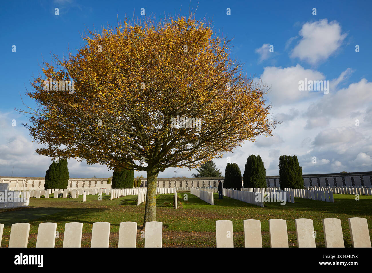 Tyne Cot Commonwealth Cementerio de tumbas de guerra y el Memorial a los desaparecidos Foto de stock