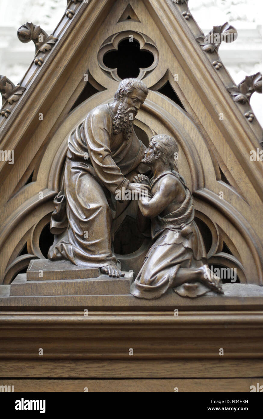 La escultura de San Pedro celebra el penitente. Capilla de San José. Abadía de la santísima Trinidad. Foto de stock