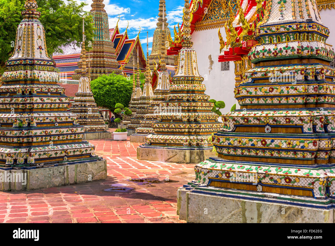 Templo Wat Pho en Bangkok, Tailandia. Foto de stock