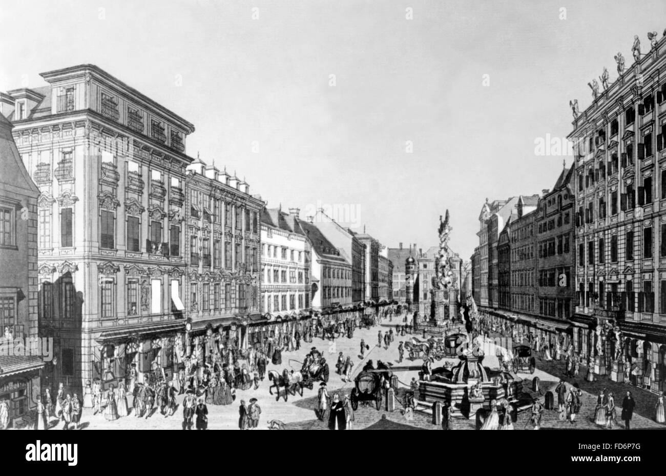 El Graben en Viena, 1781 Foto de stock