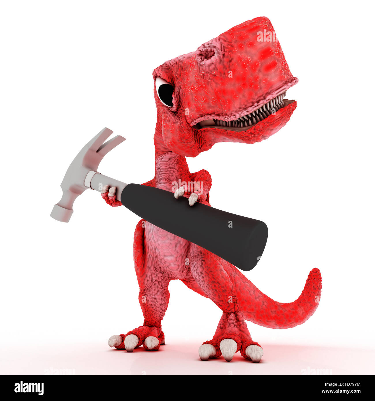 3DS Render de amable caricatura dinosaurio con martillo Fotografía de stock  - Alamy