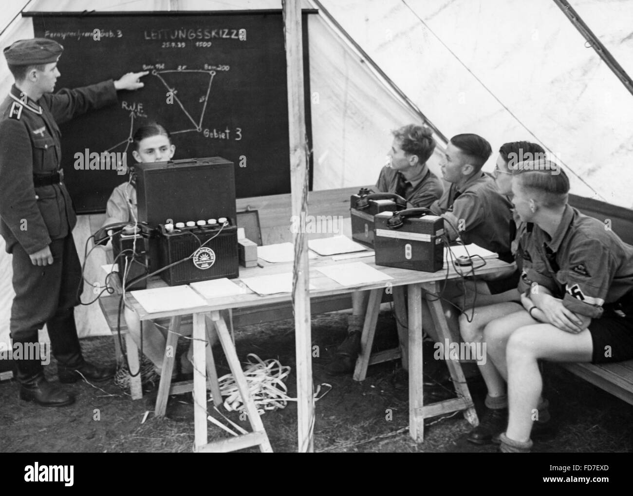 Clase teórica en el HJ Nachrichtenlager CAMP, 1939 Foto de stock