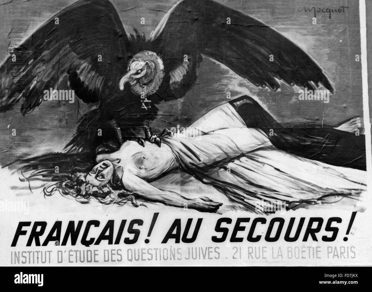 Póster de propaganda antisemita en la Francia ocupada, 1941 Foto de stock