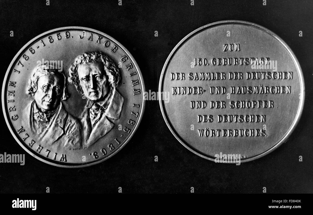 Moneda conmemorativa Jacob y Wilhelm Grimm Foto de stock