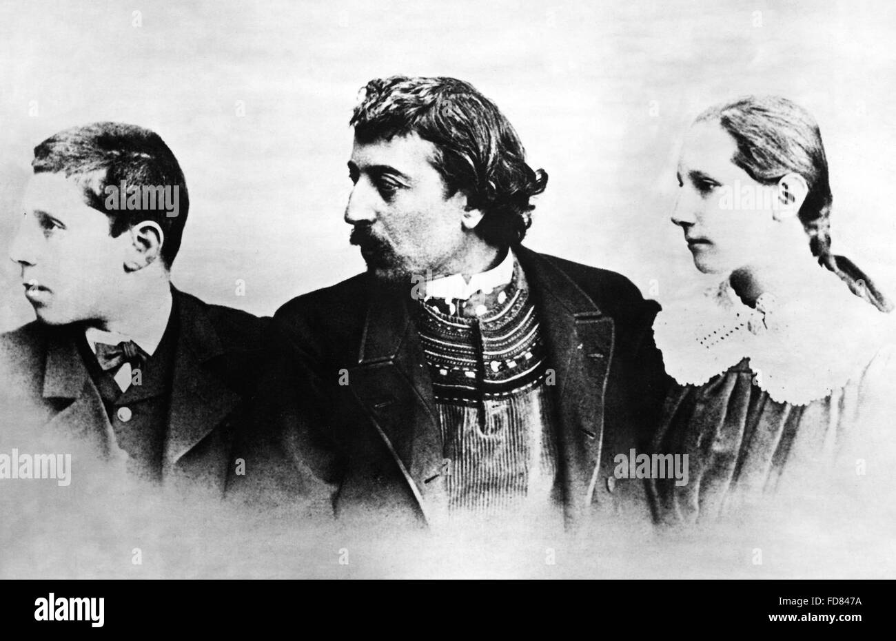 Clovis, Paul y Aline Gauguin, alrededor de 1884 Foto de stock