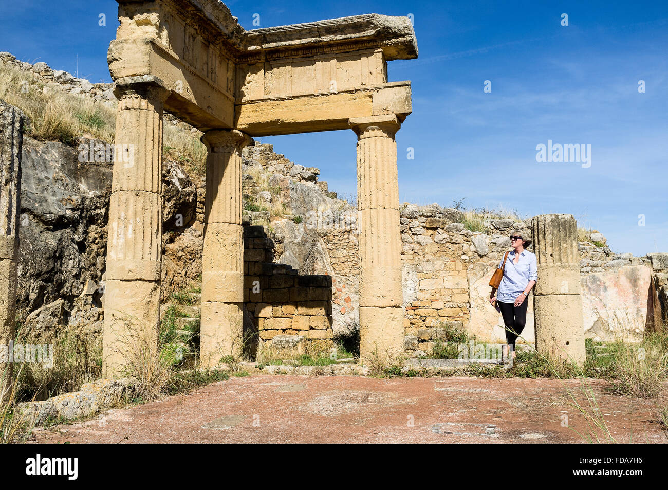 Sitio arqueológico de Solunto grecorromana en Sicilia, Italia Foto de stock