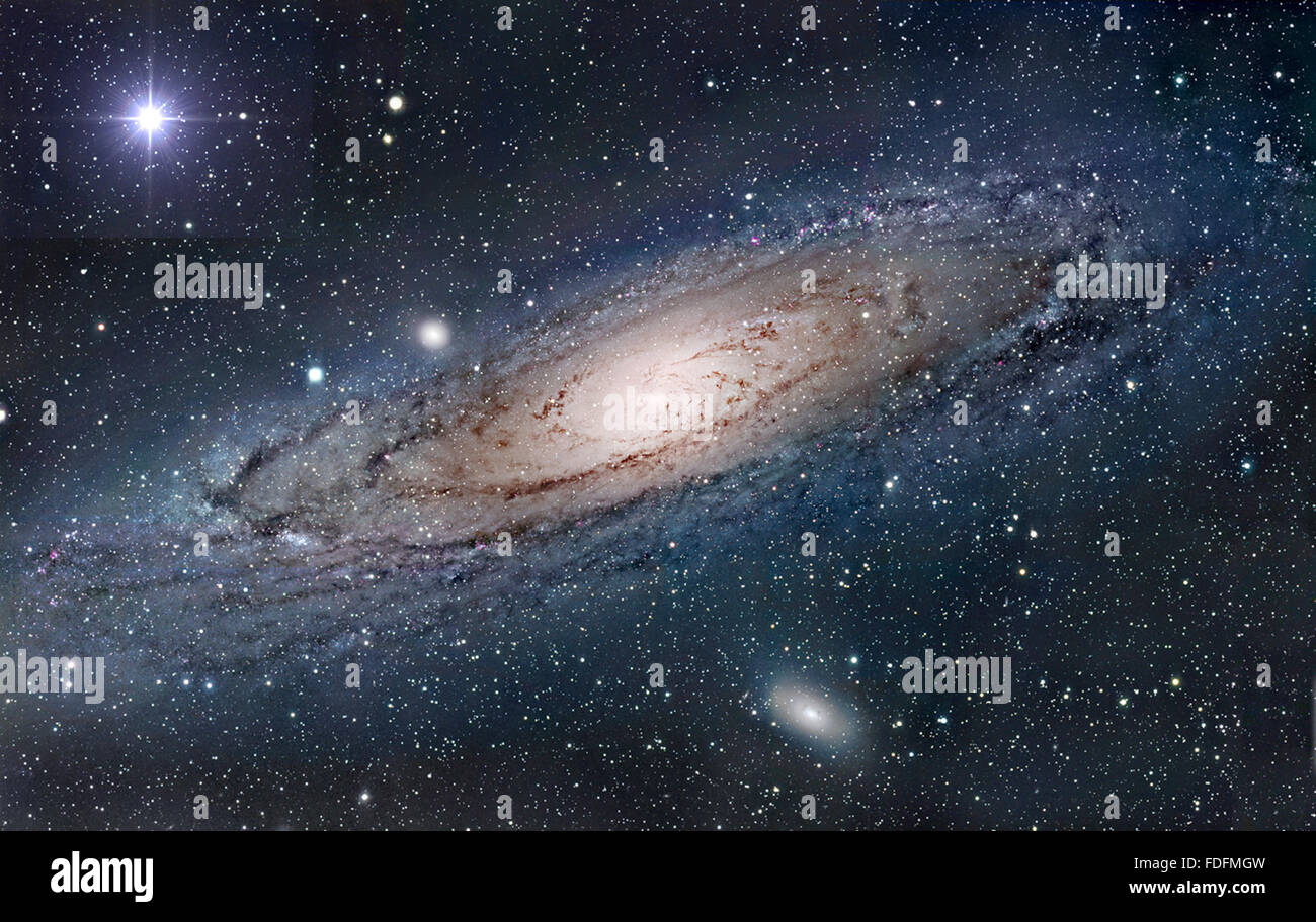 Imagen de la NASA galaxia Andrómeda con la estrella de la tarde Foto de stock