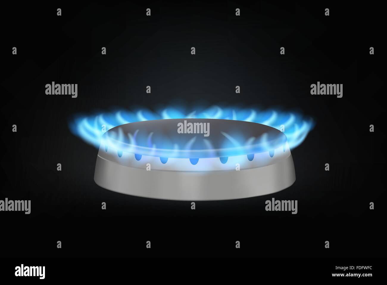 Quemador de gas de cocina en negro. realista ilustración vectorial Ilustración del Vector
