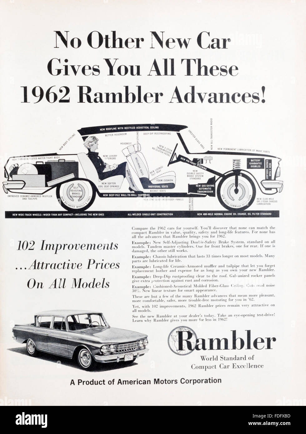 1960 Revista Publicidad publicidad Rambler coche. Foto de stock