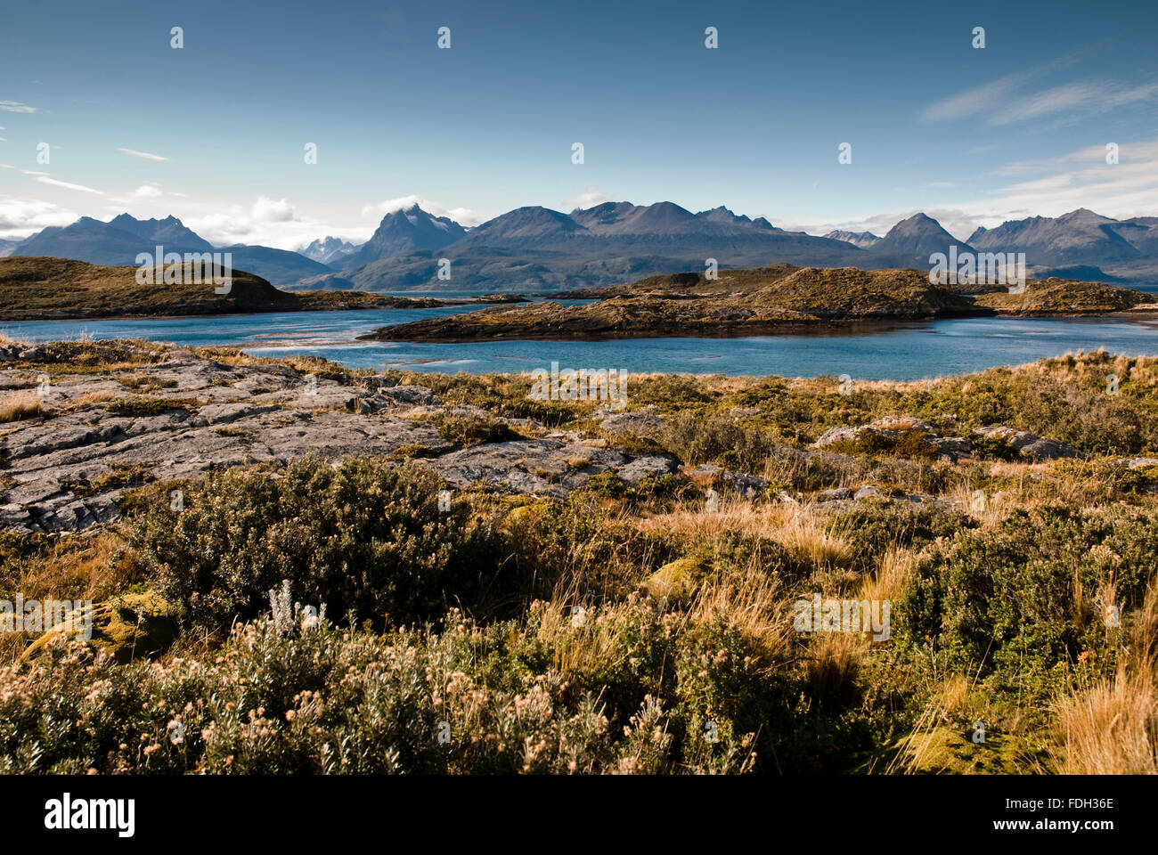 Islas Bridges en el Canal de Beagle, Ushuaia, Tierra del Fuego, Patagonia, Argentina, Sudamérica Foto de stock