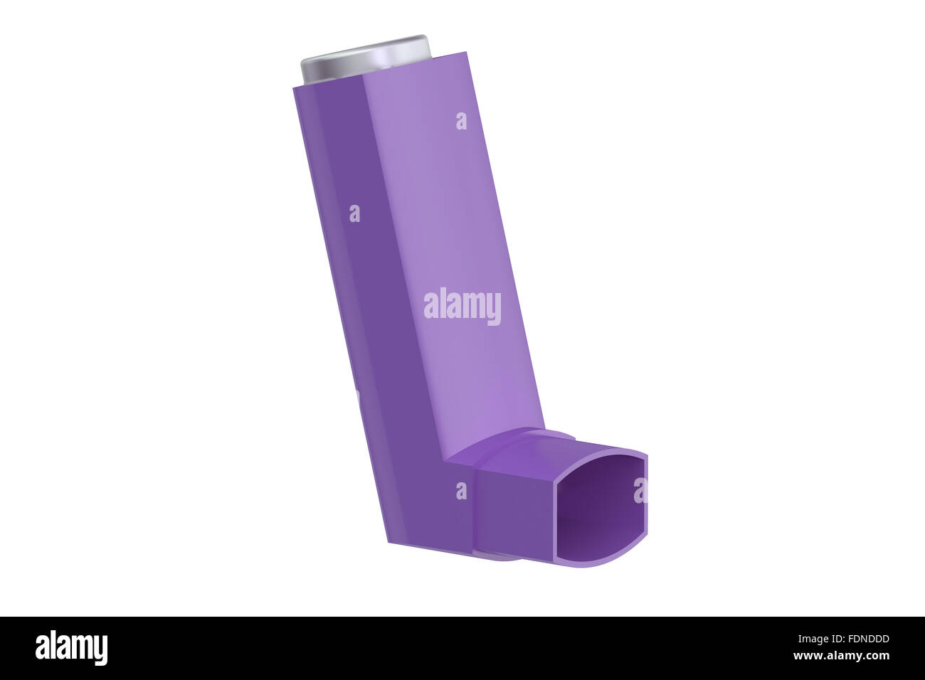 Inhalador para el asma aislado sobre fondo blanco. Foto de stock