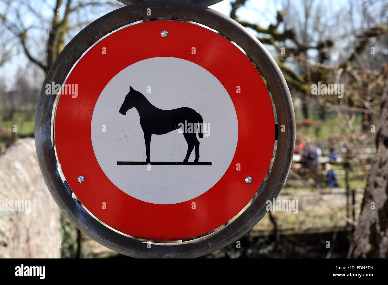 Zurich, Suiza firmar la prohibición para caballos Foto de stock