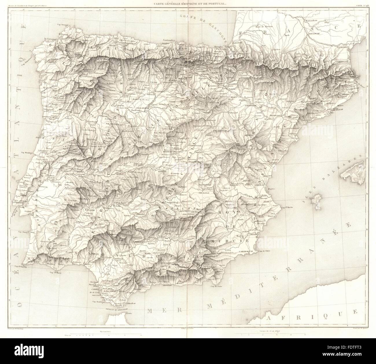 Iberia Carte Generale D Espagne Et De Portugal 1859 Mapa Antiguo Fotografia De Stock Alamy