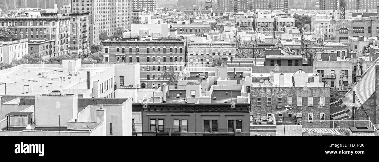 Panorama en blanco y negro de Harlem y el Bronx, Nueva York, Estados Unidos. Foto de stock