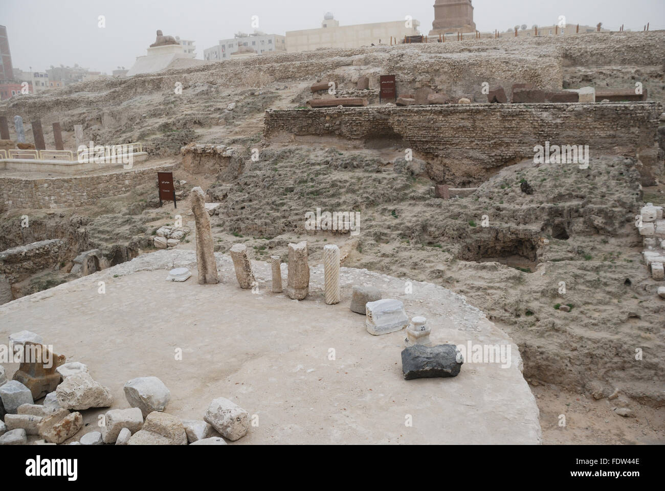 Sitio arqueológico en la Columna de Pompeyo, Alejandría, Egipto Foto de stock