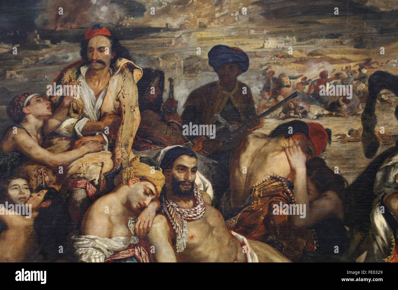 La masacre de Quíos (1822), el 11 de abril de 1824 por el pintor francés Eugène Delacroix (1798-1863). Guerra de Independencia griega. Foto de stock