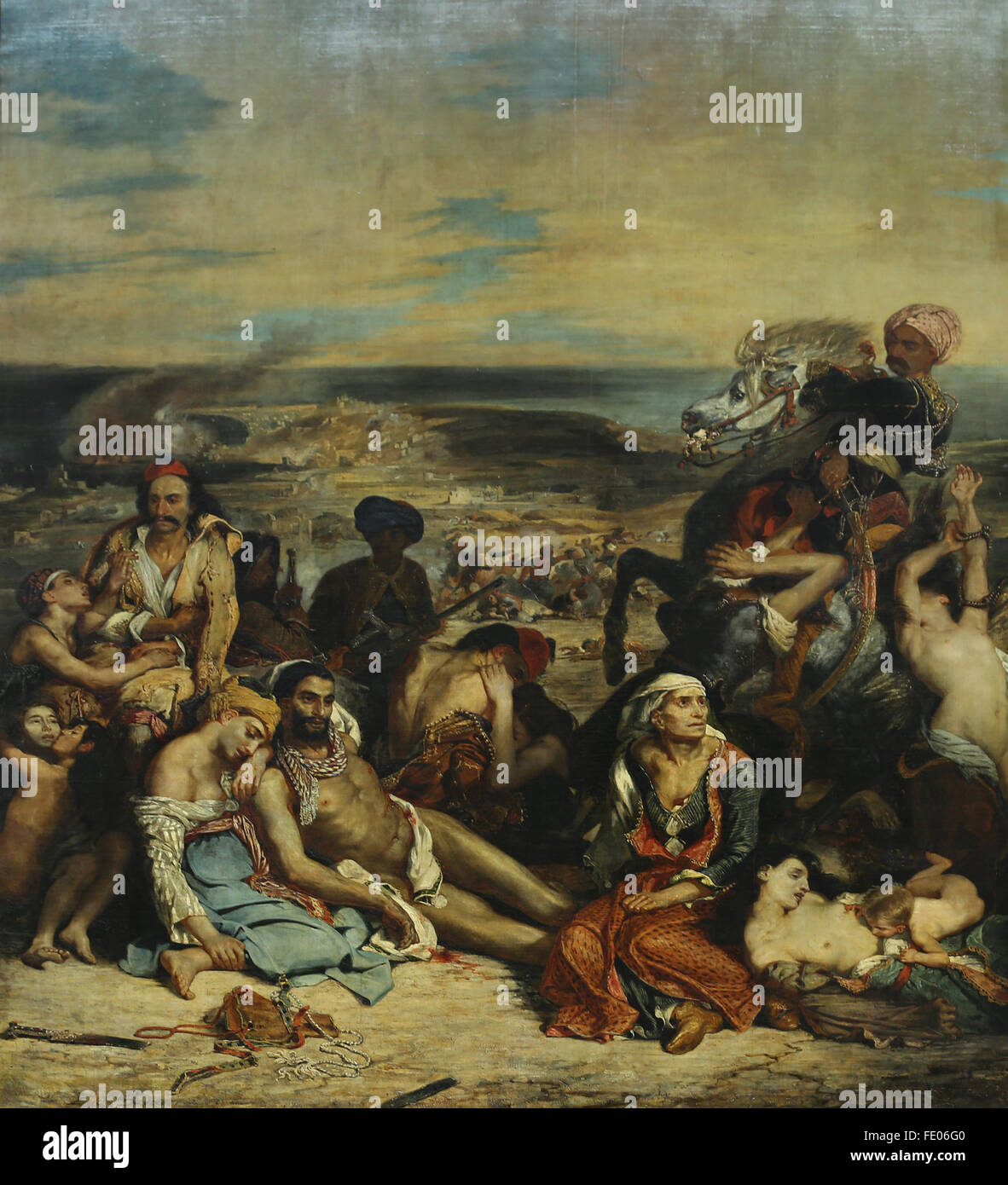 La masacre de Quíos (1822), el 11 de abril de 1824 por el pintor francés Eugène Delacroix (1798-1863). Guerra de Independencia griega. Foto de stock