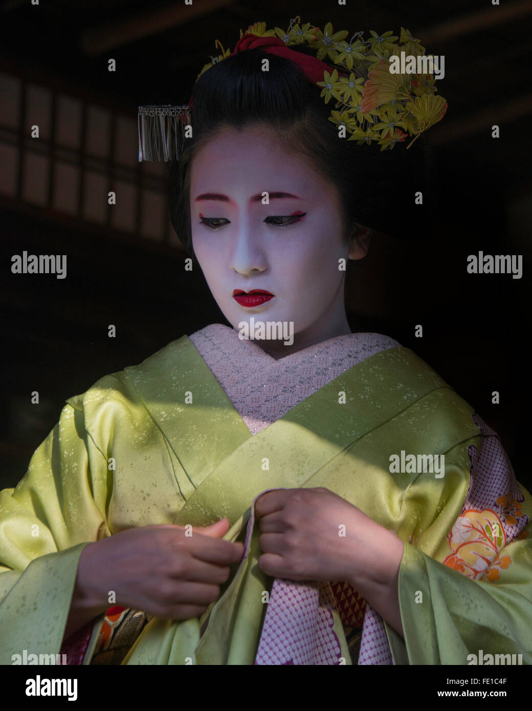 Maiko, aprendiz geiko, Kyoto, Japón Foto de stock