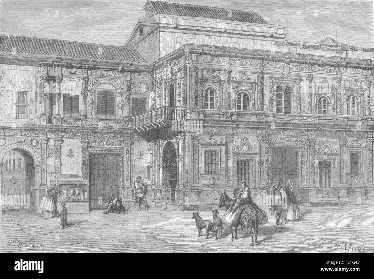 España: Palacio del Ayuntamiento antiguo, Sevilla, 1881 imprimir Foto de stock