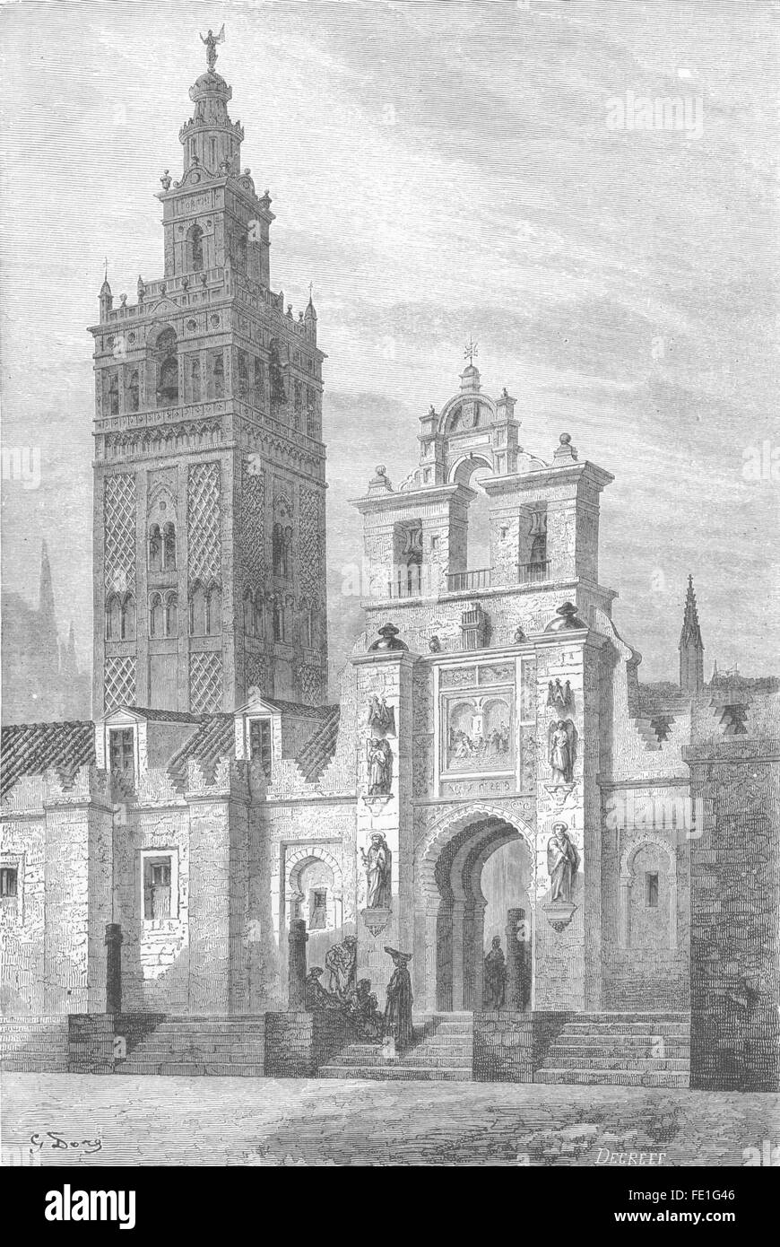 España: La Giralda, Sevilla, 1881 impresión antiguos Foto de stock