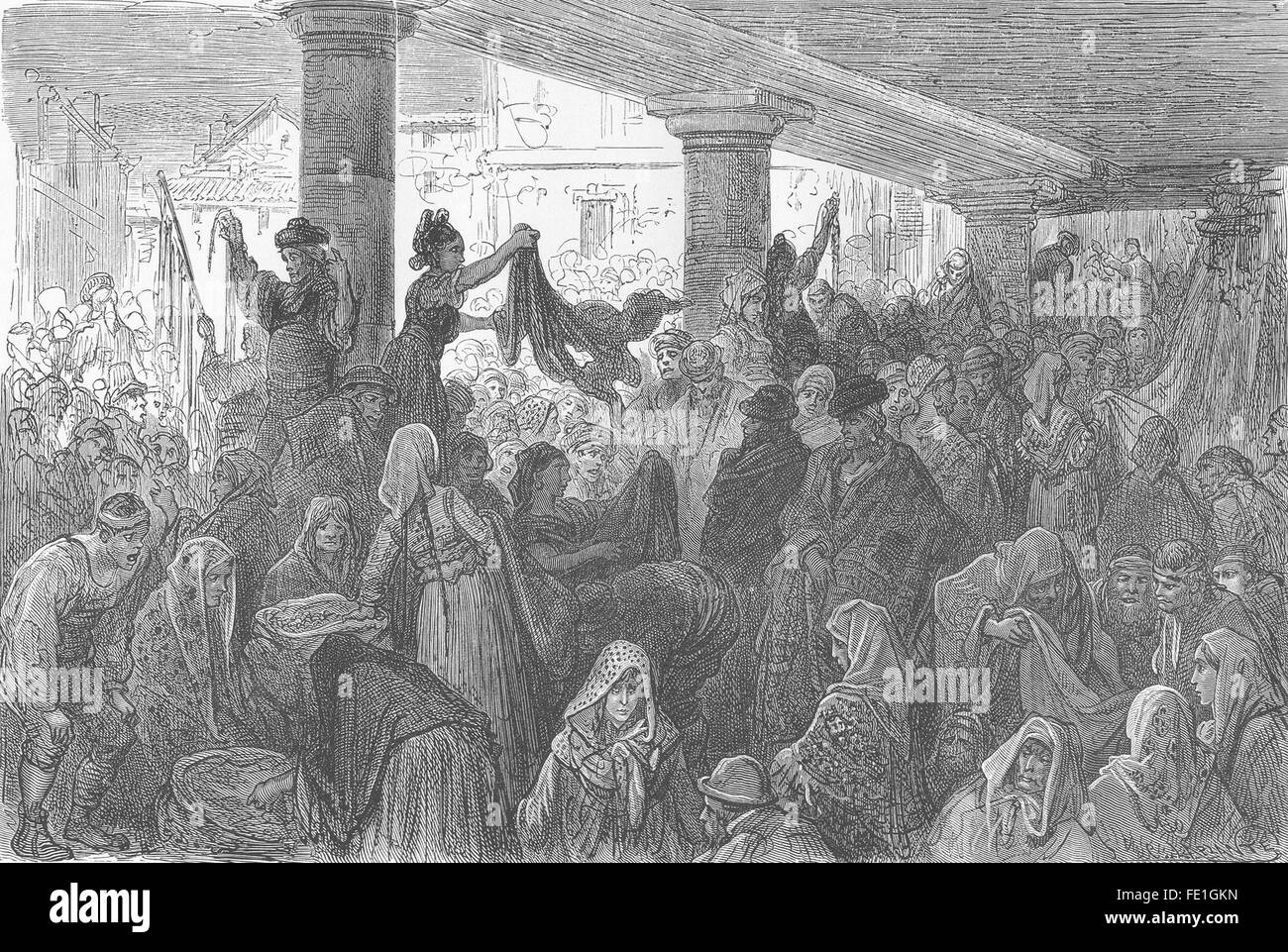 España: ropa vieja, Burgos, el mercado de antigüedades de 1881 imprimir  Fotografía de stock - Alamy