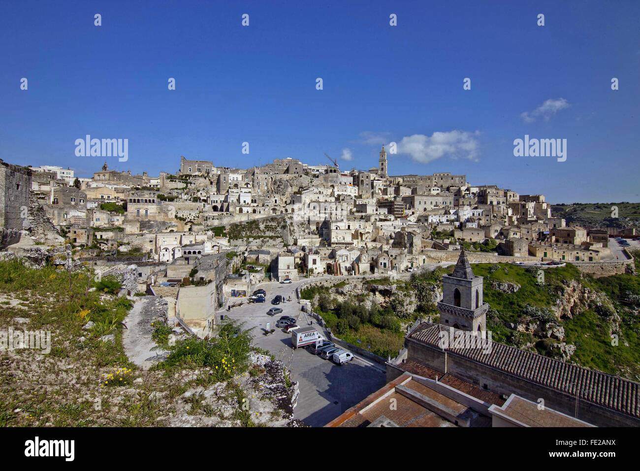 Matera, Capital Europea de la Cultura 2019. Los Sassi de Matera fue catalogado como uno de los sitios del Patrimonio Mundial de la UNESCO en 1993. Basi Foto de stock