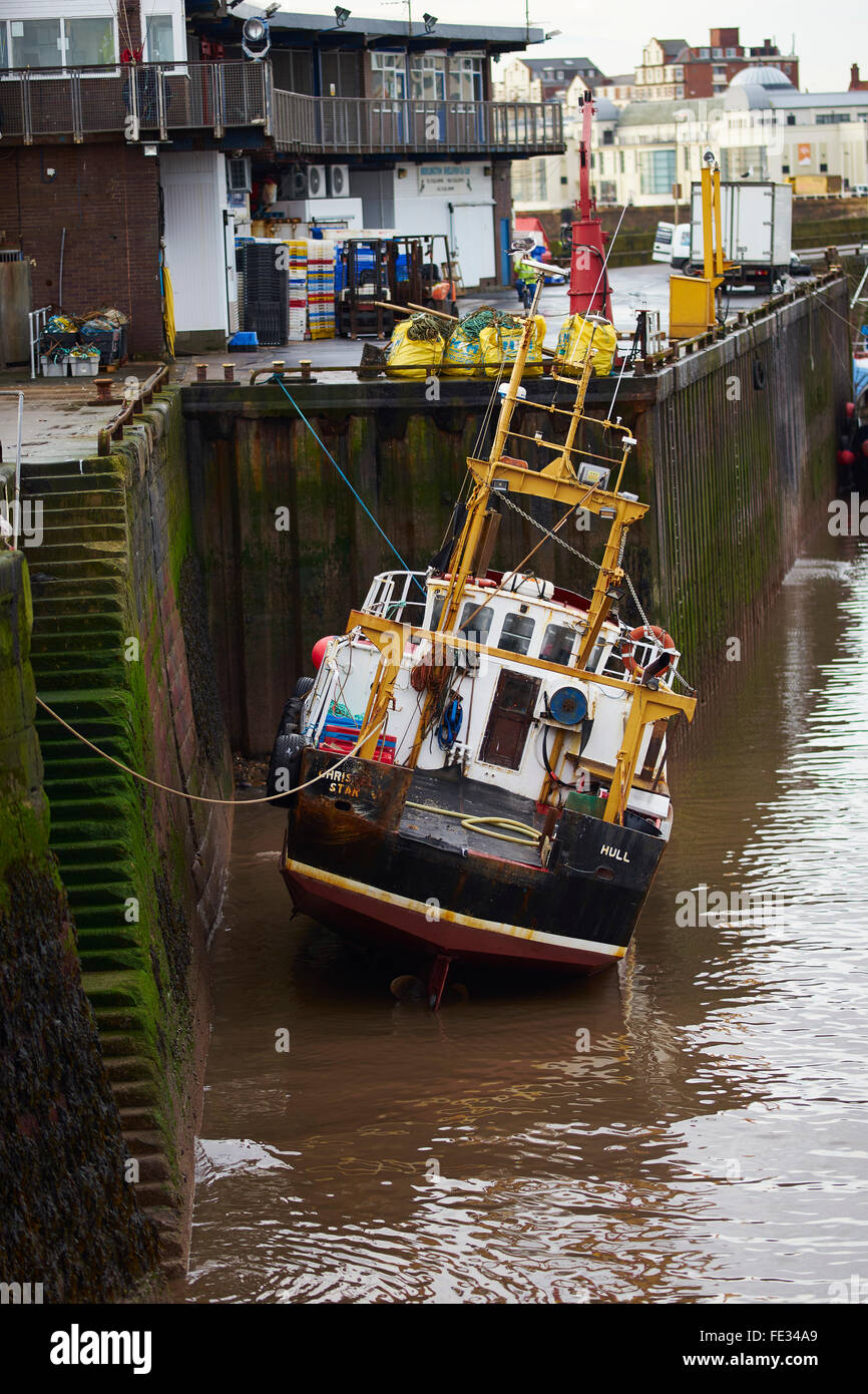 Bridlington Harbour barco de pesca Foto de stock
