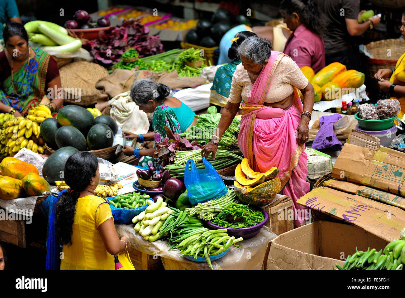 La India Goa mercado de fruta y verdura en Panaji Foto de stock