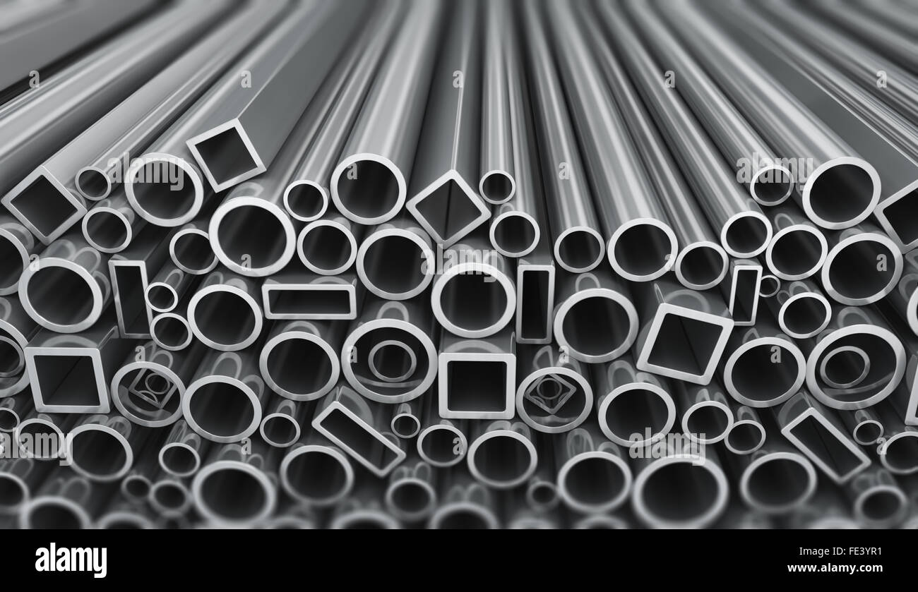 Tubos y perfiles metálicos sobre fondo blanco Fotografía de stock - Alamy