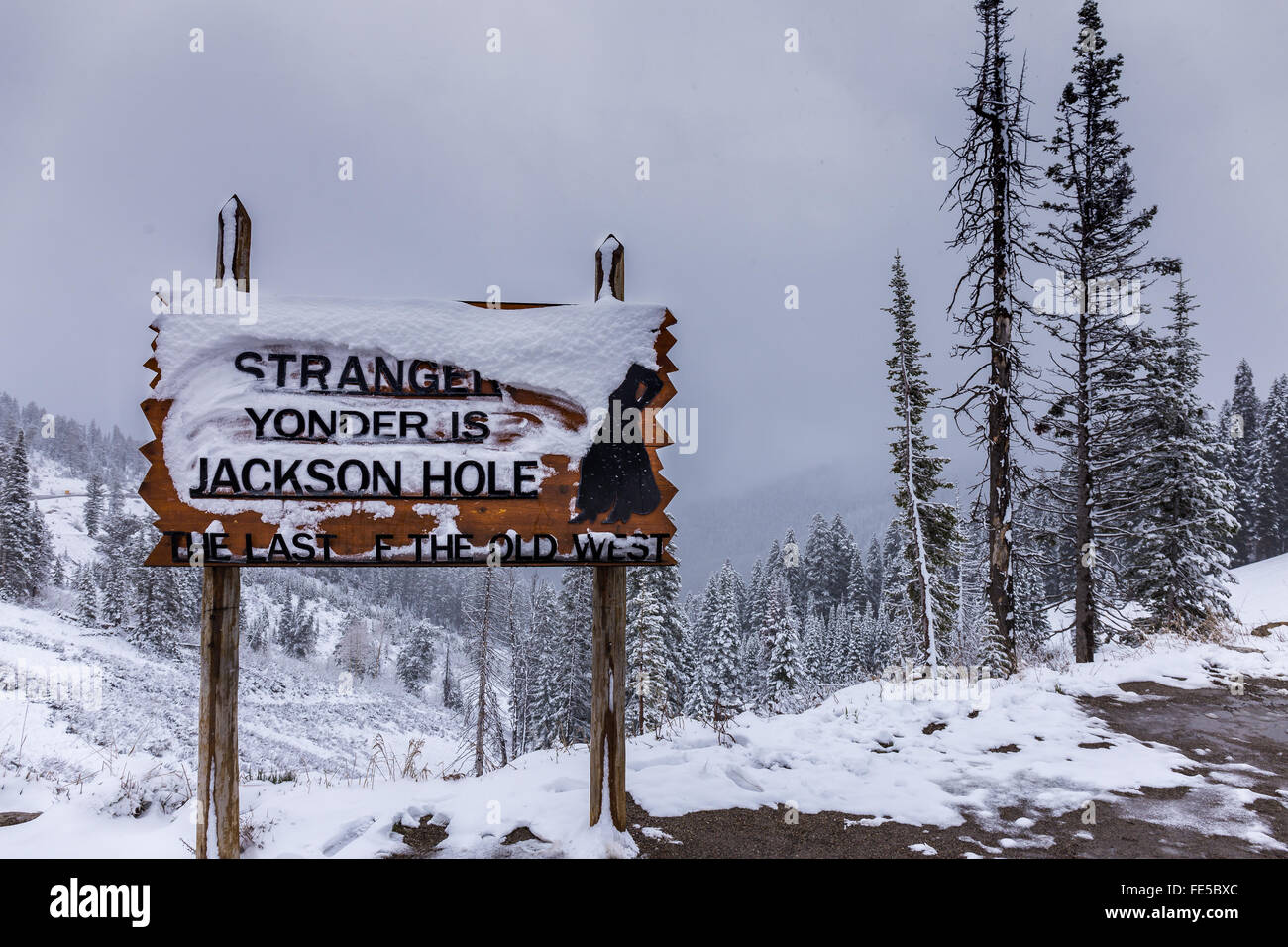 Extraño Yonder es Jackson Hole Foto de stock