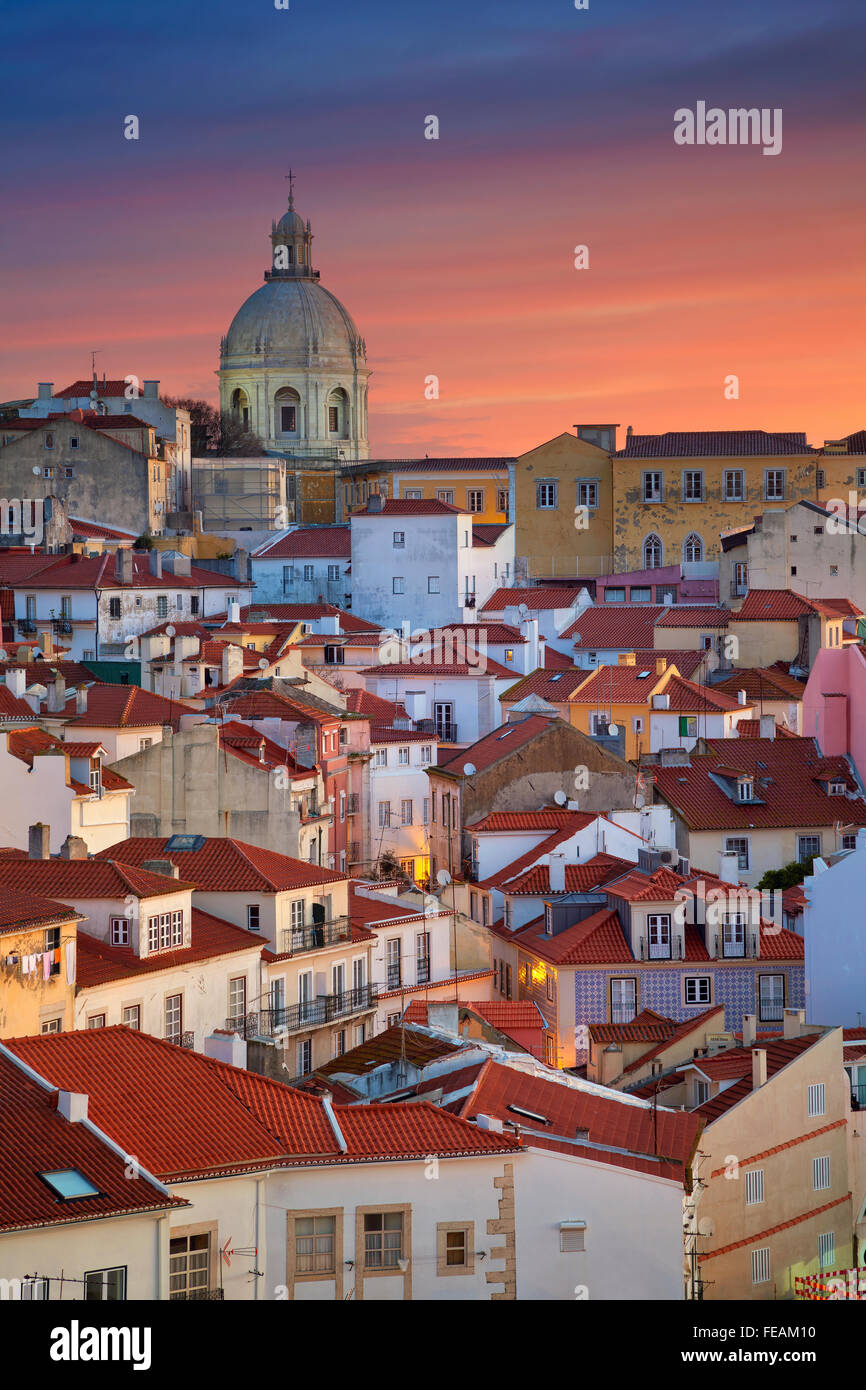 Lisboa. Imagen de Lisboa, Portugal, durante el dramático amanecer. Foto de stock