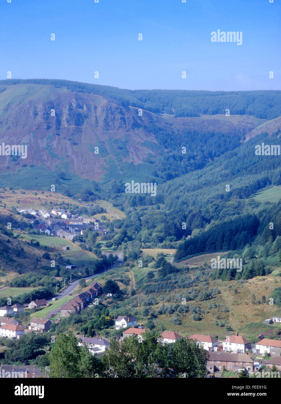 A nivel de jefe de aldea Blaencwm Fawr Rhondda Valley South Wales Valles Rhondda Cynon Taf Gales UK Foto de stock