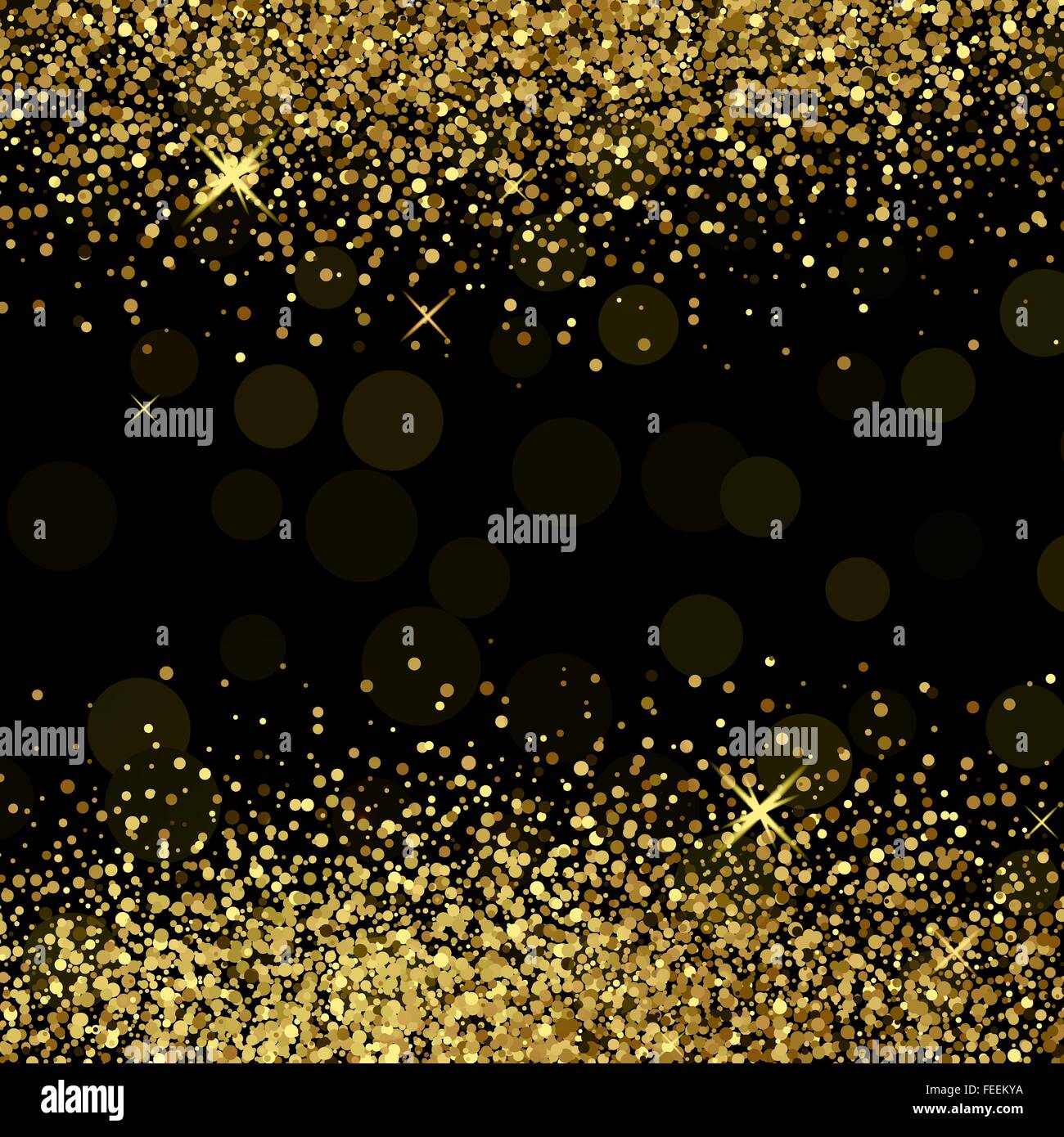 Glitter dorado brillante sobre fondo negro Imagen Vector de stock - Alamy