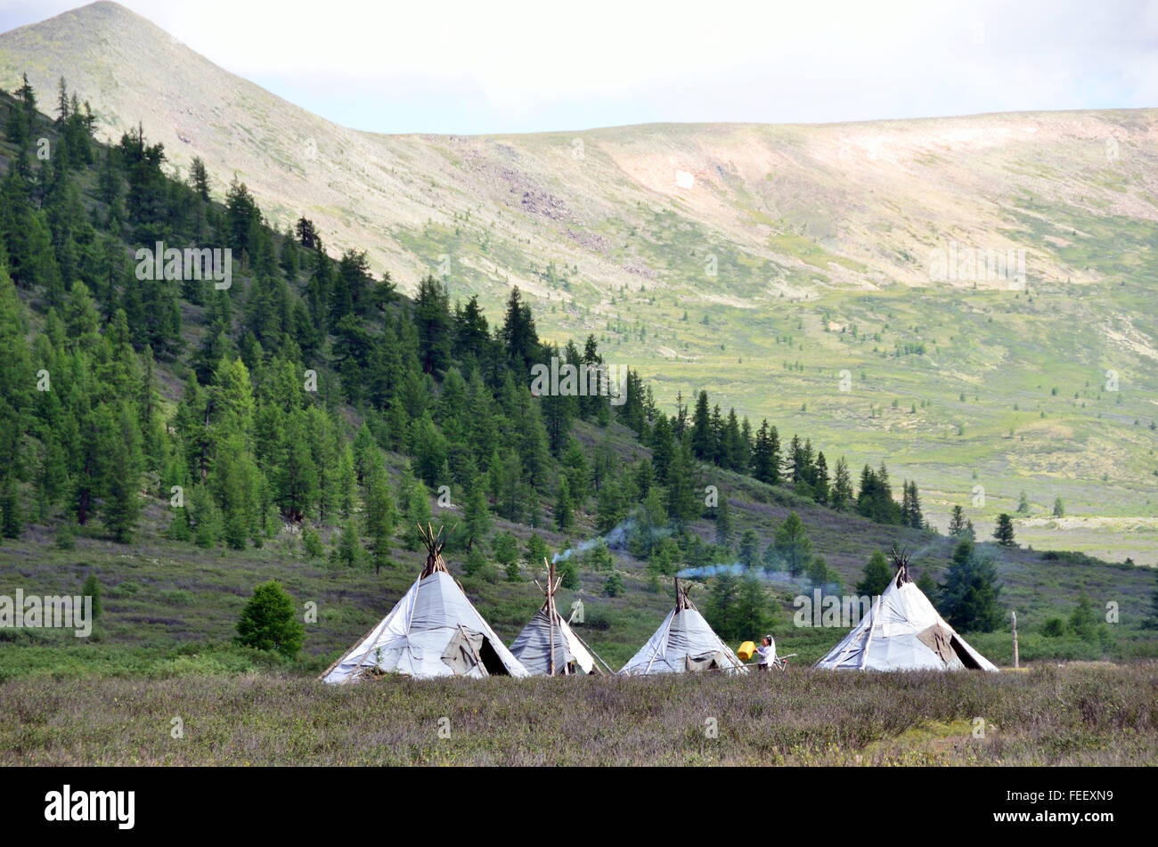 Duhkha (igual que Tsaatan) campamento de verano Foto de stock