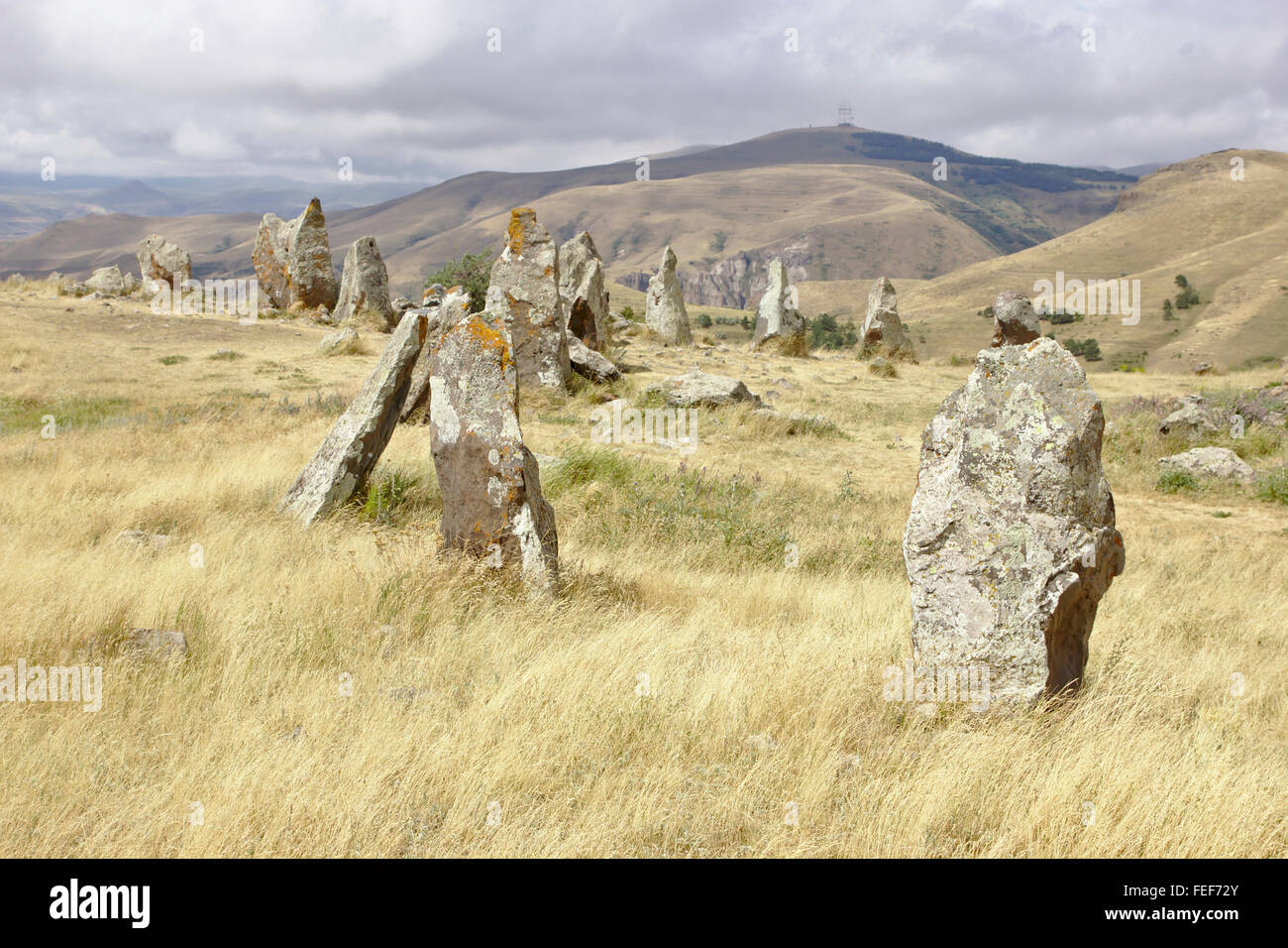 Zorats Karer círculo de piedra cerca de Sisian en Armenia Foto de stock