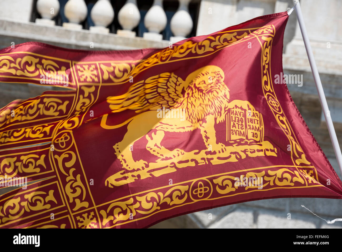 La ciudad de Venecia bandera de la aleta León de San Marcos Foto de stock