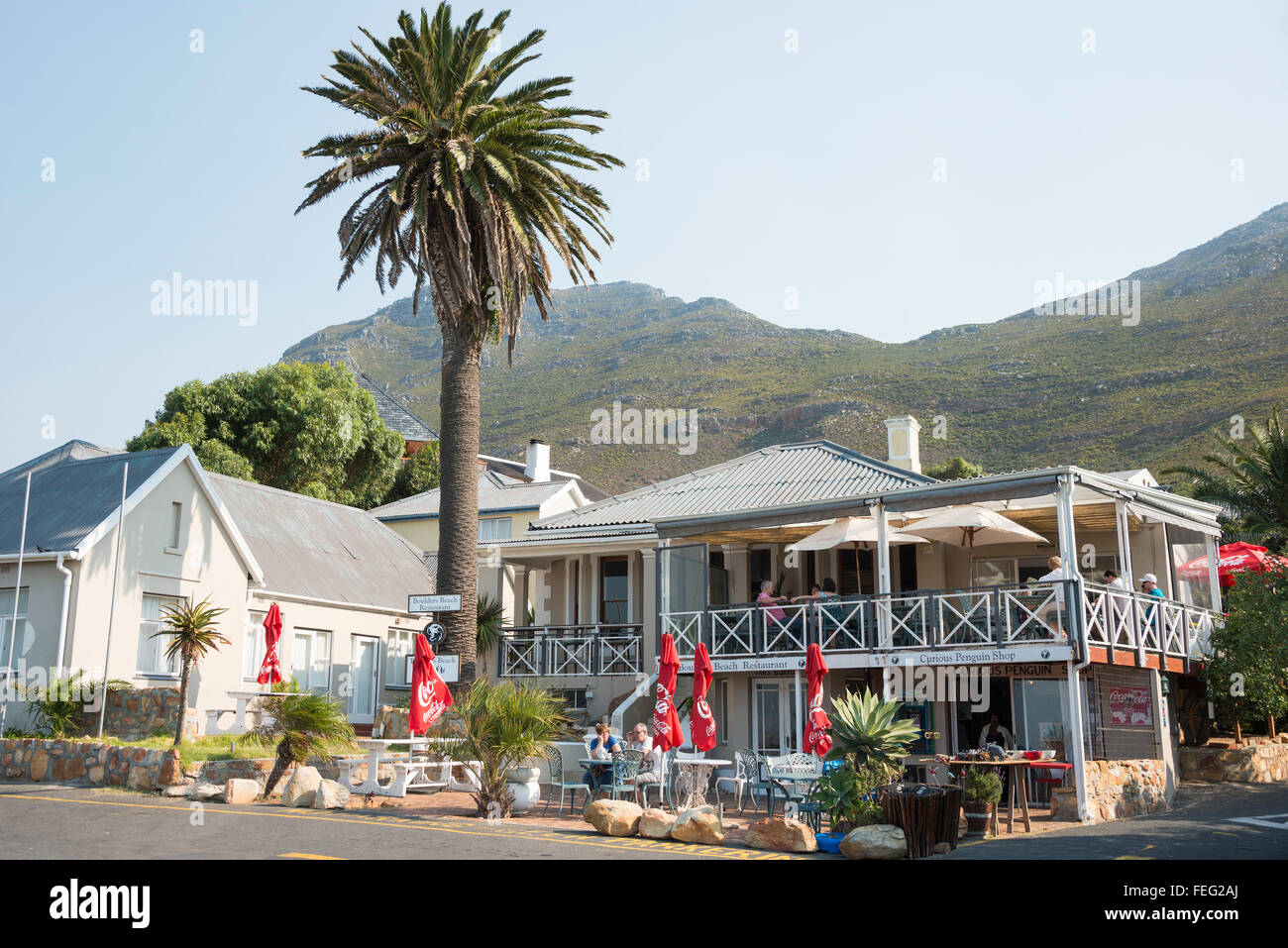 El restaurante de la playa Boulders, Simon's Town, Península del Cabo, Ciudad del Cabo, Provincia del Cabo Occidental, República de Sudáfrica. Foto de stock