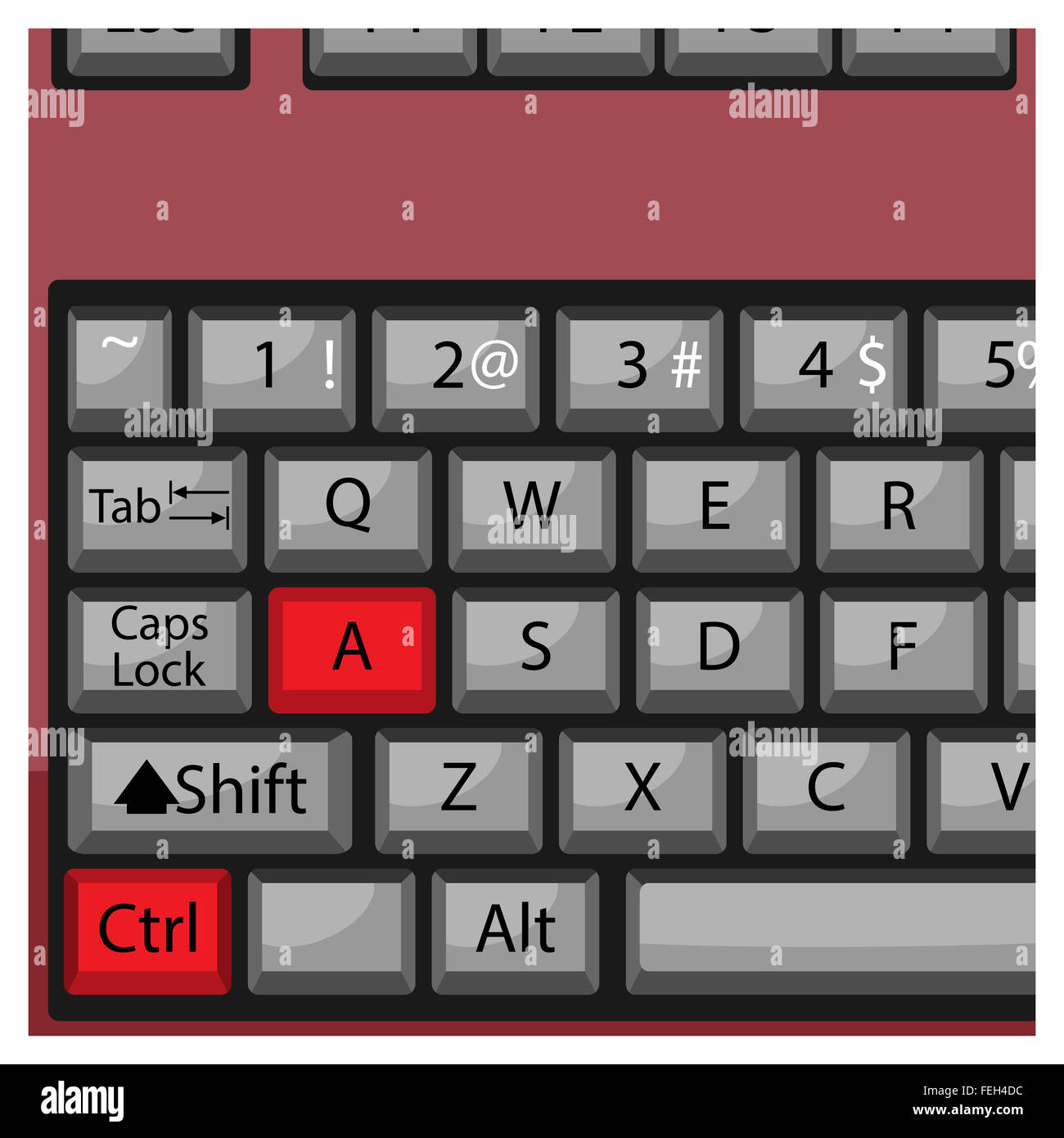 Combinación de teclado la combinación de teclas CTRL A. El botón de control, seleccionar todo. Resumen arte vectorial illustrat moda Fotografía stock - Alamy