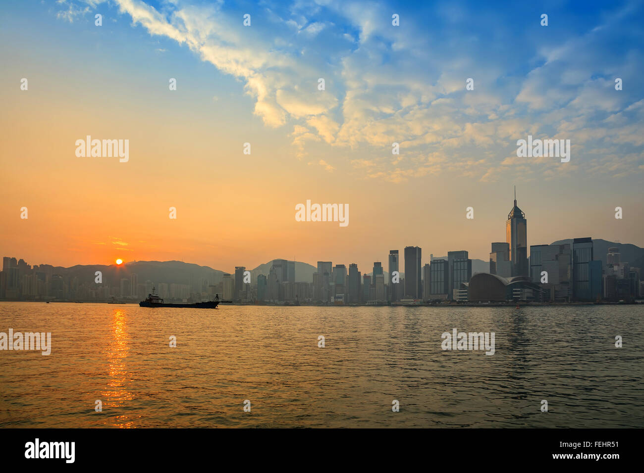 El horizonte de la ciudad de Hong Kong Foto de stock