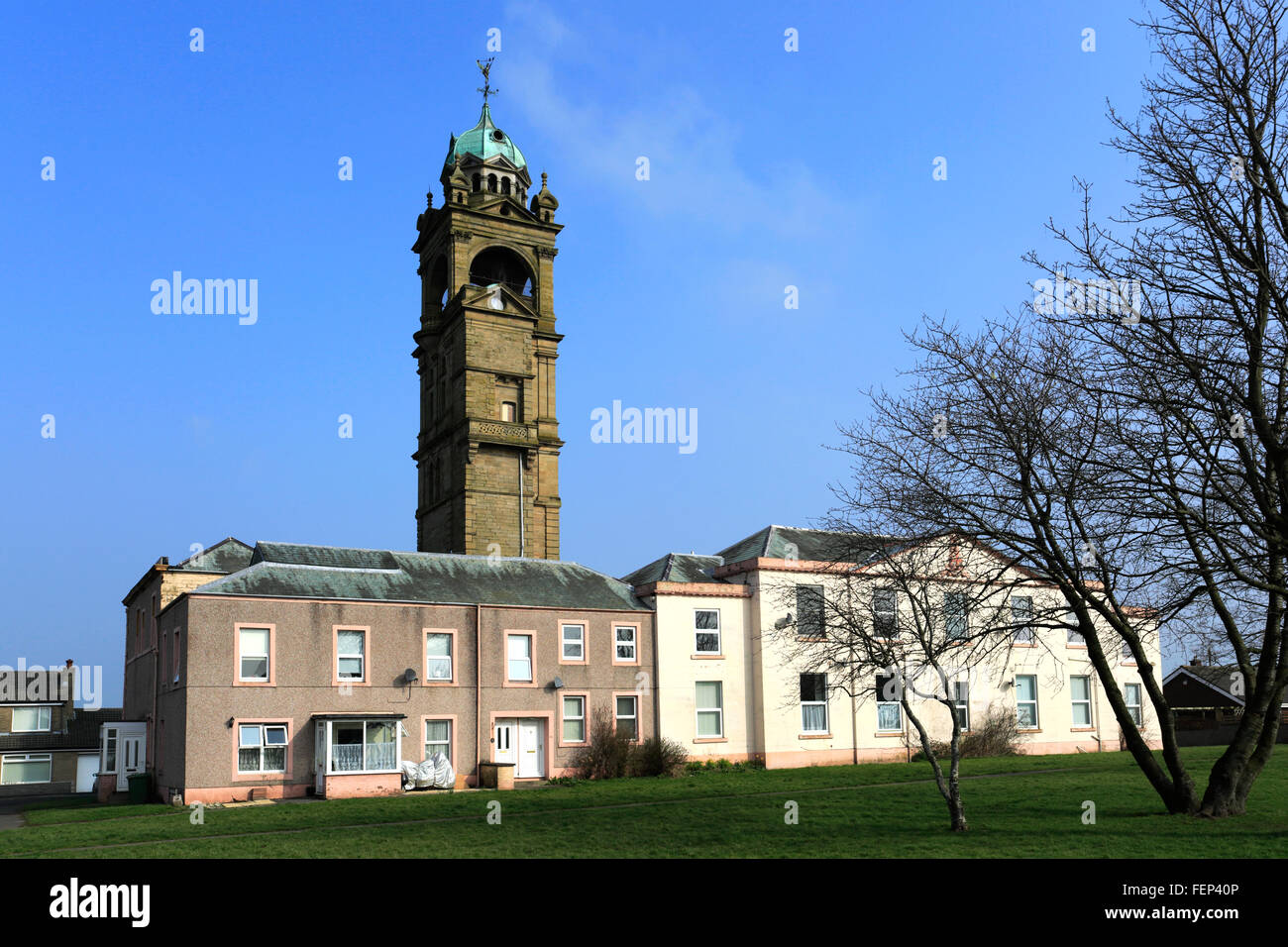 Torre Highmoor Wigton, ciudad, condado de Cumbria, Inglaterra, Reino Unido. Construido en 1885 por Edwin y Henry bancos a casa un reloj carillón Foto de stock
