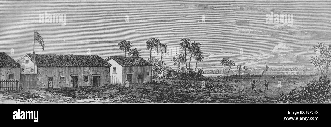 HONDURAS El Consulado Británico, Omoa 1873. Illustrated London News Foto de stock
