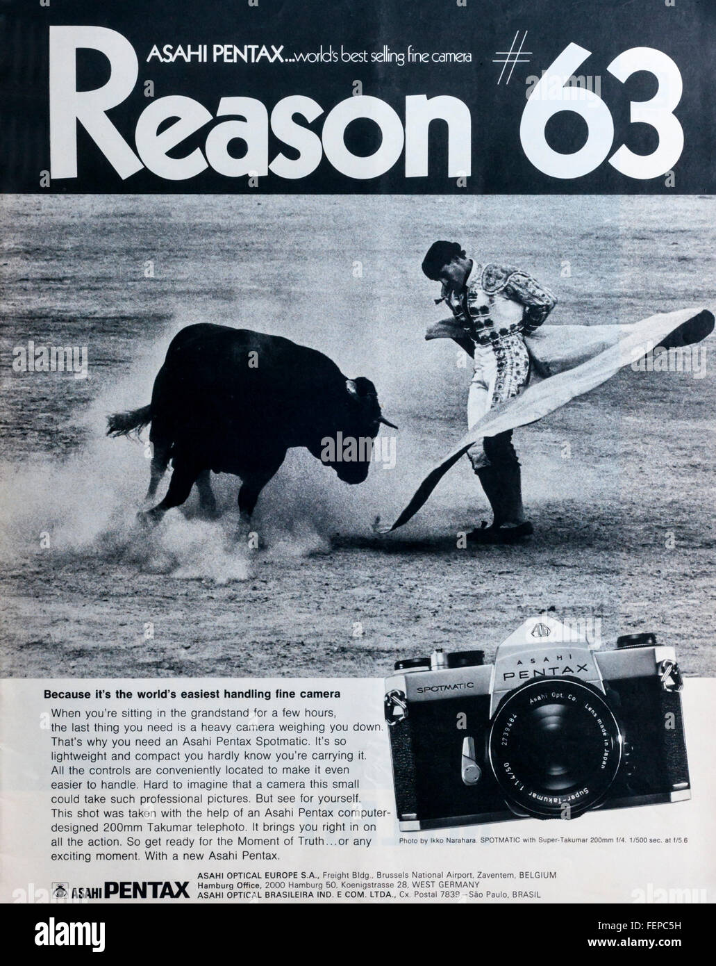 1970 anuncio publicitario cámaras Pentax Asahi Fotografía de stock - Alamy