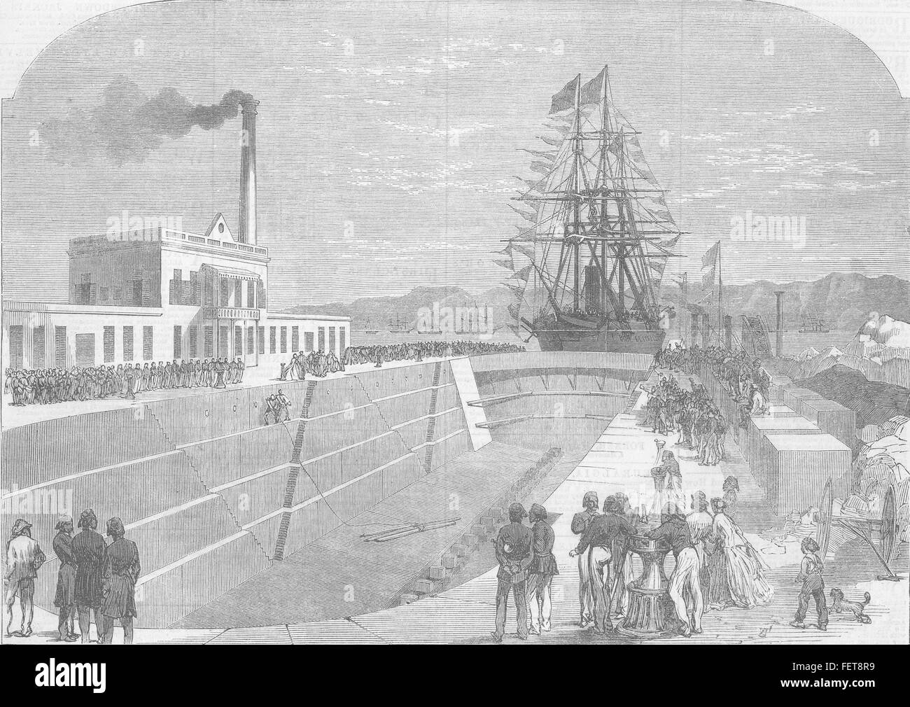 Egipto la apertura del nuevo dique seco de Suez de 1867. Illustrated London News Foto de stock