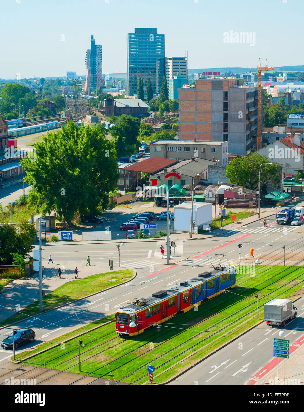 Vista superior del centro de Brno, República Checa Foto de stock